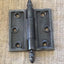 Antique Simple Cast Iron Acorn Tip Full Door Hinge - 3½" x 3½" front
