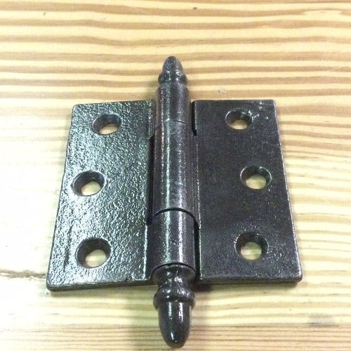 Antique Simple Cast Iron Acorn Door Hinge - 3" x 3" front