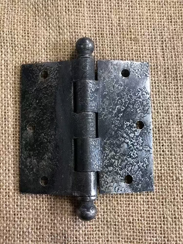 Antique Hammered Cast Iron Ball Tip Door Hinge - 3½" x 3½" back