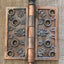 Antique Decorative Cast Bronze Ball Tip Door Hinge - 4" x 4"
