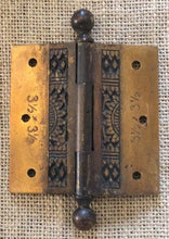 Load image into Gallery viewer, Antique Decorative Cast Iron Ball Tip Door Hinge With Copper Plating - 3½&quot; x 3½&quot;
