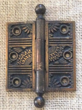 Load image into Gallery viewer, Antique Decorative Cast Iron Ball Tip Door Hinge With Copper Plating - 3½&quot; x 3½&quot;
