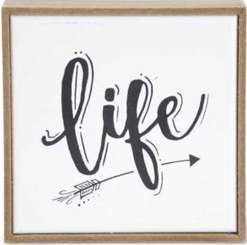 Assorted Wood Framed Enamel Inspirational Signs (4 Styles) life