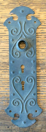 Antique Decorative Stamped Copper Door Plate - 3⅛" x 10"