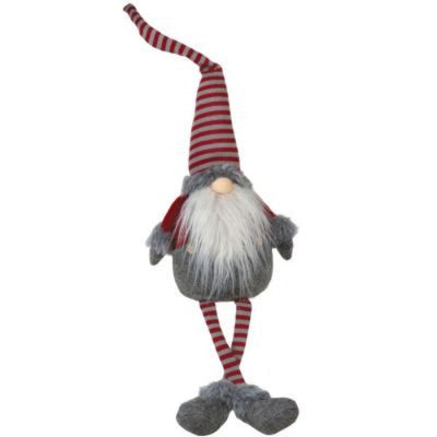 Dangle Leg Plush Red & Gray Santa Gnome